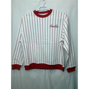 Bogey Boys Mens‎ Red White Pinstripe Crew Neck Sweater Golf Sz L NWT Macklemore